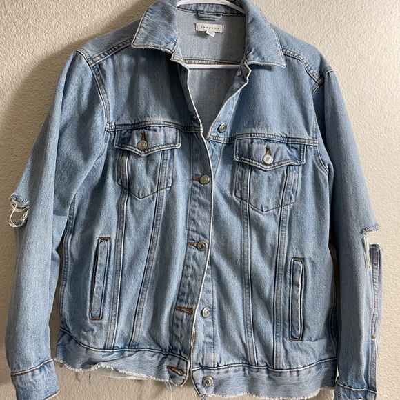 topshop elbow rip denim jacket